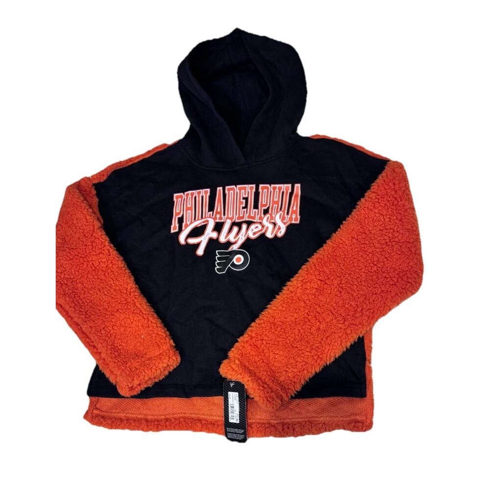 Philadelphia Flyers NHL Brand Pullover Sweatshirt Sherpa Girls L 10/12 NEW